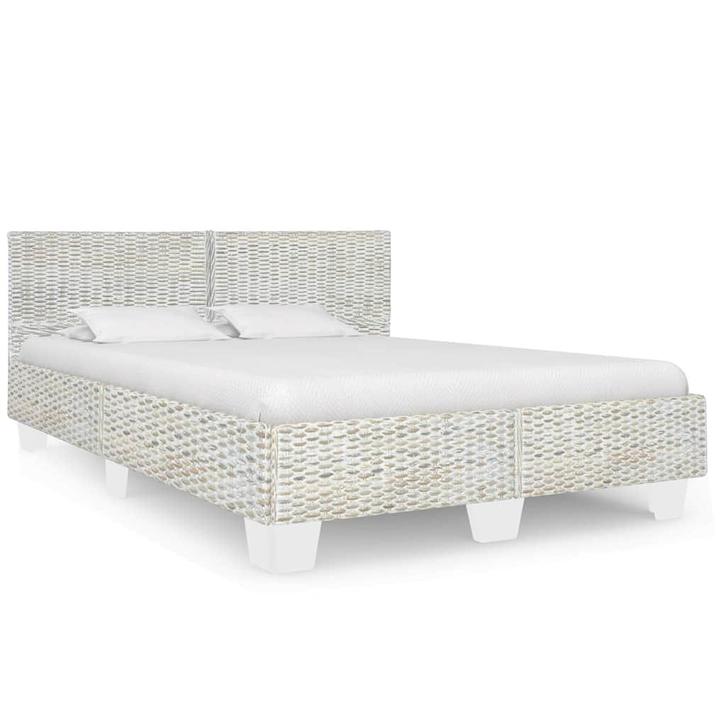 vidaXL Bedframe natuurlijk rattan grijs 160x200 cm, Huis en Inrichting, Slaapkamer | Bedden, 160 cm, 200 cm, Grijs, Tweepersoons