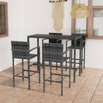 vidaXL 5-delige Tuinbarset poly rattan grijs, Tuin en Terras, Tuinsets en Loungesets, Verzenden, Nieuw, Rotan, 4 zitplaatsen