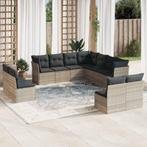 vidaXL 11-delige Loungeset met kussens poly rattan, Verzenden, Nieuw, Rotan, Loungeset