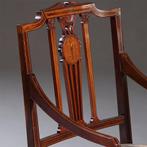 Stel armstoelen met zeer fraai ingelegde medaillons ca 1900, Antiek en Kunst, Ophalen of Verzenden