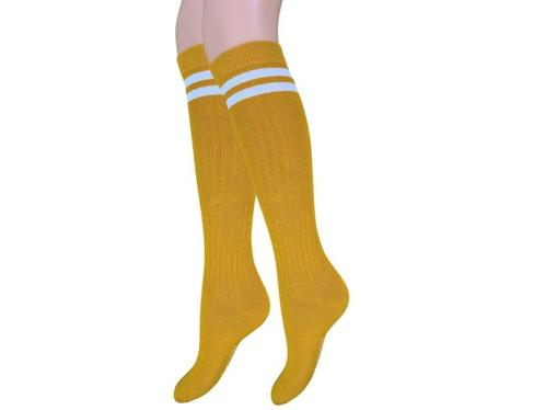 Meisjes Kniekous - Rib - Strepen - Oker, Kinderen en Baby's, Kinderkleding | Schoenen en Sokken, Verzenden