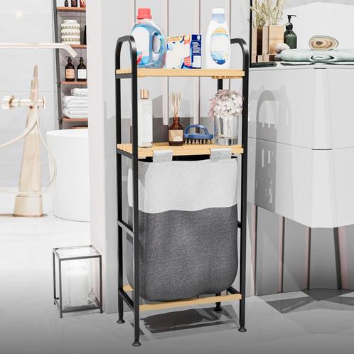 [en.casa] Badkamerrek Pello met 2 planken en 1 waszak 100x39, Huis en Inrichting, Badkamer | Badkamermeubels, Nieuw, Verzenden