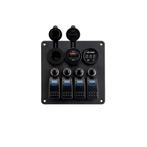 TM Aluminium Schakelpaneel LED 12/24V 4 schakelaars 2x USB,, Ophalen of Verzenden, Nieuw