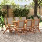 vidaXL 9-delige Tuinset massief acaciahout en textileen, Tuin en Terras, Nieuw, 8 zitplaatsen, Tuinset, Verzenden