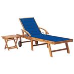 vidaXL Ligbed met tafel en kussen massief teakhout, Verzenden, Nieuw