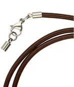 Leren bruine ketting - dikte 3,0 met rvs sluiting 50 cm en i, Verzenden, Nieuw