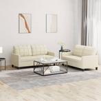 vidaXL 2-delige Loungeset met kussens kunstleer crème, Verzenden, 150 tot 200 cm, Nieuw, Leer