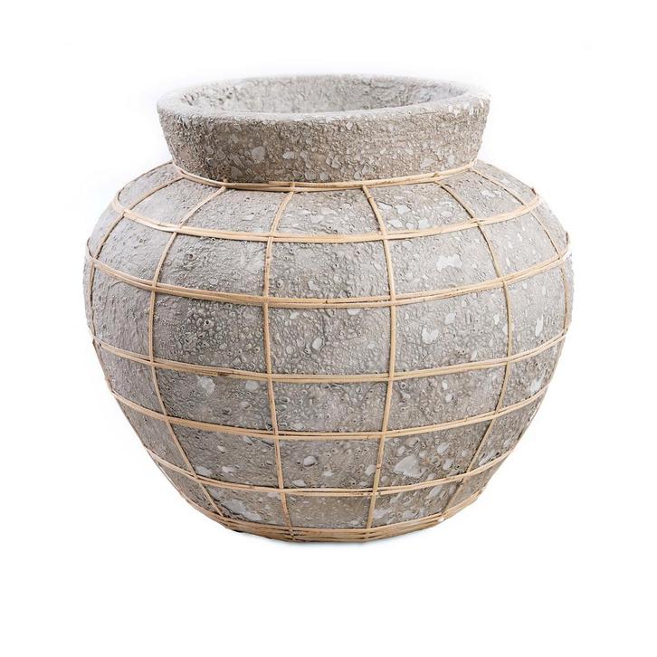 Vaas De Buikvaas – terracotta met rattan in natuurlijk, Huis en Inrichting, Woonaccessoires | Vazen, Verzenden
