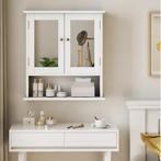 Witte Badkamerkast met Spiegel – Wandkast met Plank en Schap, Verzenden, Nieuw