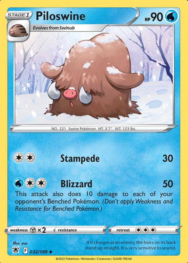 Piloswine 032/189 Reverse Holo Astral Radiance, Hobby en Vrije tijd, Verzamelkaartspellen | Pokémon, Losse kaart, Nieuw, Foil