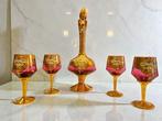 Drinkset (5) - Glas - Bicchieri tre fuochi 24k, Antiek en Kunst, Antiek | Glas en Kristal