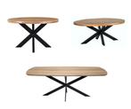 Online veiling: verschillende houten tafels met stalen poten, Huis en Inrichting, Tafels | Eettafels, Nieuw, Eikenhout