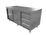 Werktafel | 2 schuifdeuren, 3 lades | RVS | 140x70 cm, Nieuw in verpakking, RVS Meubilair