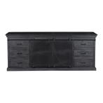 Dressoir Mangohout Milan 220 Zwart, Huis en Inrichting, Kasten | Dressoirs, Verzenden, Nieuw, 200 cm of meer, Industriële meubels