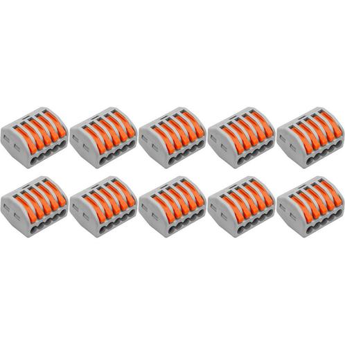 Lasklem Set 10 Stuks 5 Polig met Klemmetjes Grijs/Oranje, Doe-het-zelf en Verbouw, Elektra en Kabels, Nieuw, Ophalen of Verzenden