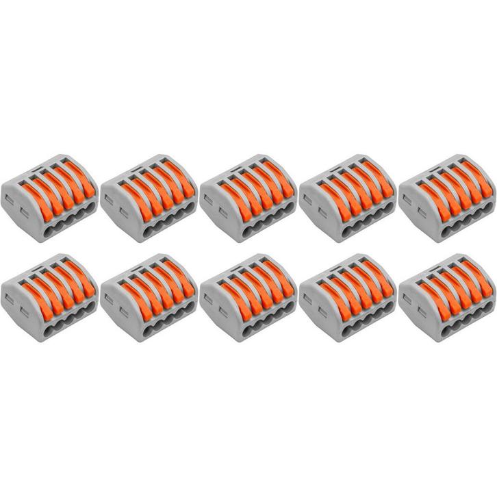 Lasklem Set 10 Stuks 5 Polig met Klemmetjes Grijs/Oranje, Doe-het-zelf en Verbouw, Elektra en Kabels, Nieuw, Ophalen of Verzenden