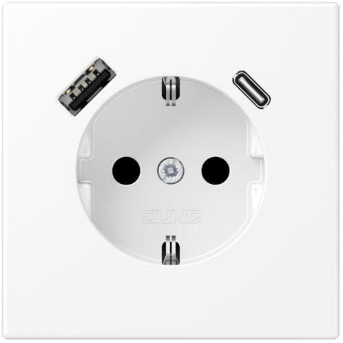 JUNG LS990 Wandcontactdoos met USB A en USB C aansluiting, Doe-het-zelf en Verbouw, Elektra en Kabels, Nieuw, Ophalen of Verzenden