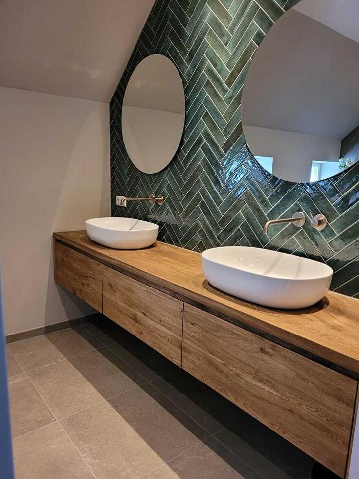 Badkamermeubels met softclose lades massief hout op maat!, Huis en Inrichting, Badkamer | Badkamermeubels, Wastafelkast, Nieuw