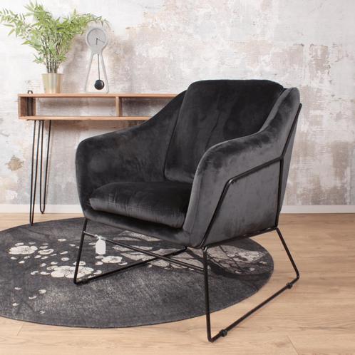 Antonio fauteuil velvet zwart, Huis en Inrichting, Stoelen, Zwart, Nieuw, Ophalen of Verzenden