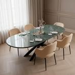 Green Marble Eetkametafel  Plat Ovaal, Huis en Inrichting, Tafels | Eettafels, Nieuw