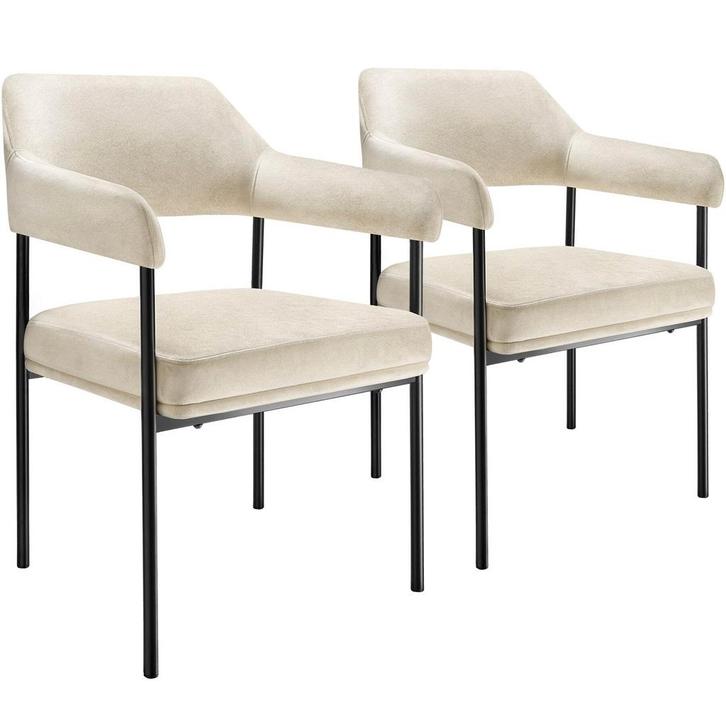 Eetkamerstoel Doé, gestoffeerd, stalen poten - Fluweellook o, Huis en Inrichting, Stoelen, Verzenden