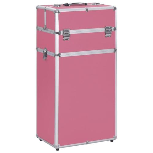 vidaXL Make-up trolley aluminium roze, Sieraden, Tassen en Uiterlijk, Toilettassen, Roze, Nieuw, Verzenden