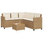 vidaXL Tuinbank met tafel en kussens L-vormig poly rattan, Tuin en Terras, Verzenden, Nieuw, Rotan