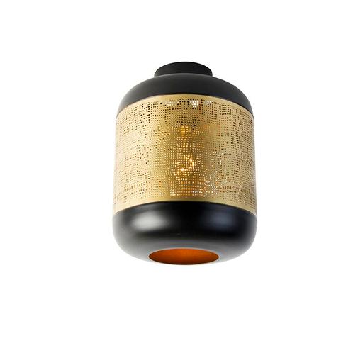 Vintage plafondlamp zwart met messing - Kayleigh, Huis en Inrichting, Lampen | Plafondlampen, Nieuw, Overige materialen