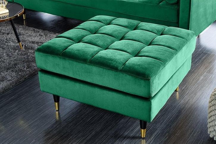 Design kruk COSY VELVET 80cm smaragdgroen fluweel gouden, Huis en Inrichting, Banken | Voetenbanken en Poefen, Ophalen of Verzenden