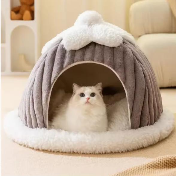 Warm Katten- en Hondenhuis–Zacht, Gezellig en Wasbaar Huisdi, Dieren en Toebehoren, Kattenmanden, Nieuw, Verzenden