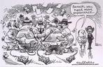Pentekening Amerika - Obama ervaring (lijst optie), Antiek en Kunst, Kunst | Tekeningen en Foto's, Verzenden