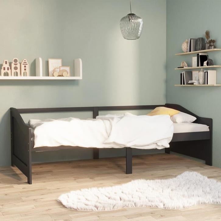 vidaXL Bedbank 3-zits massief grenenhout donkergrijs 90x200, Huis en Inrichting, Slaapkamer | Bedden, 90 cm, 200 cm, Grijs, Eenpersoons