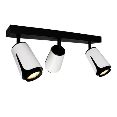 Driedubbel opbouwspot | Tulip | Zwart/ Wit | 3x GU10 fitting, Huis en Inrichting, Lampen | Spots, Metaal of Aluminium, Ophalen of Verzenden