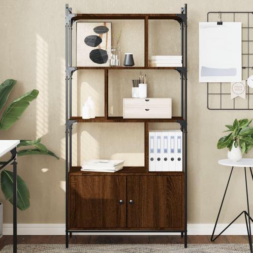 vidaXL Boekenkast met deuren 76,5x30x154,5 cm hout bruin, Huis en Inrichting, Kasten | Boekenkasten, 25 tot 50 cm, Nieuw, Overige houtsoorten