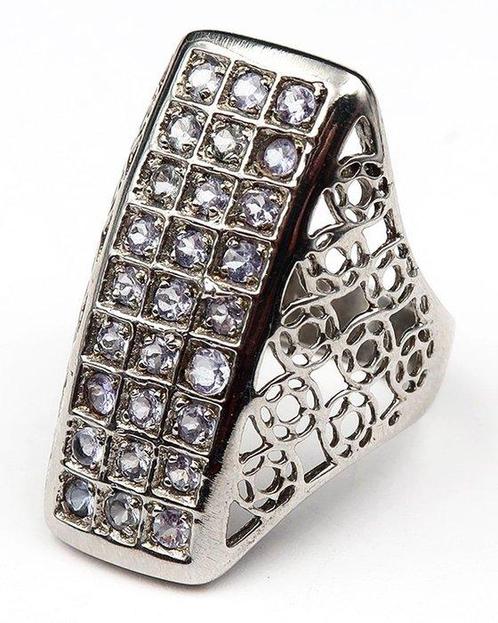 Zilver, Tansanit - Ambtsdragersring - Zilver 925 -, Antiek en Kunst, Antiek | Boeken en Bijbels