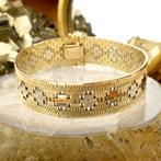 Gouden geweven fantasie armband | 19,5 cm (schakel), Sieraden, Tassen en Uiterlijk, Armbanden, Ophalen of Verzenden, Gebruikt