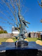 Beeld, Bronze Whale Hand-Crafted - 23 cm - Brons, Marmer