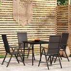 vidaXL 5-delige Tuinset zwart, Tuin en Terras, 4 zitplaatsen, Verzenden, Nieuw, Rvs