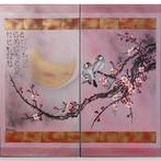 Ksavera - Japanese sakura J314 - silver rose diptych - XXL, Antiek en Kunst