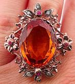 Zonder Minimumprijs - Ring - 9 kt. Roségoud, Zilver Citrien, Sieraden, Tassen en Uiterlijk, Ringen, Nieuw