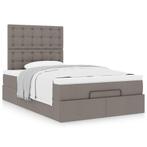 vidaXL Ottoman bed met matras 120x190 cm stof taupe, Verzenden, Nieuw, 190 cm of minder, Twijfelaar