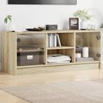 vidaXL Tv-meubel met glazen deuren 102x37x42 cm sonoma, Huis en Inrichting, Kasten | Televisiemeubels, 100 tot 150 cm, Verzenden