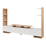 Tv-meubel Rauki met zijrekken wit en eikenkleurig 233x31x140, Huis en Inrichting, Kasten | Televisiemeubels, Verzenden, Nieuw