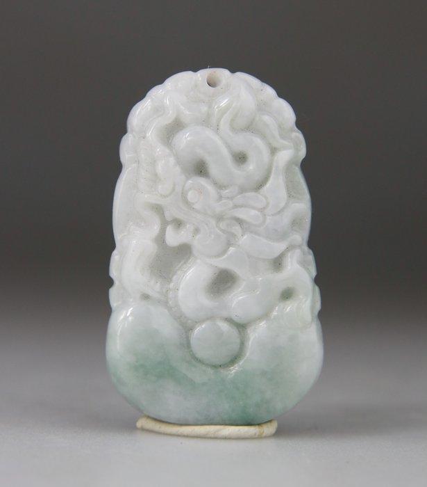 Hanger Chinees Plaat - Draak - Witte Jade - Jadeiet - China, Antiek en Kunst, Antiek | Overige Antiek