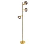 Design vloerlamp Skip, goud met rookglas, rond, 3L, Nieuw, Glas, Design, 150 tot 200 cm