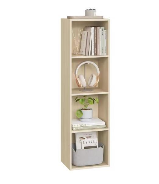 Smalle Boekenkast met 4 Vakken – Eiken Staand Opbergrek 106, Huis en Inrichting, Kasten | Boekenkasten, Nieuw, Verzenden