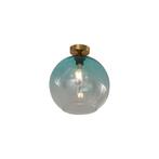 Art Deco plafondlamp messing met blauw glas - Sandra, Nieuw, Glas, Art Deco