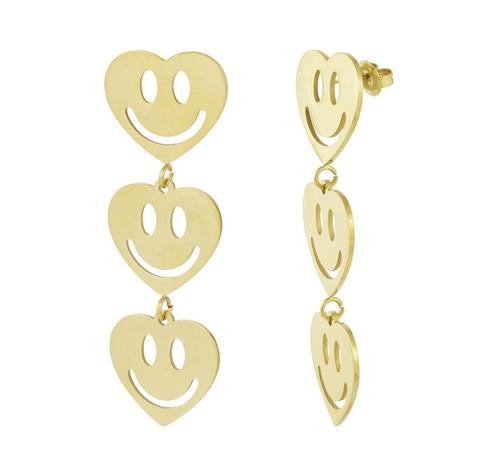 Oorbellen Smiley - Hartjes, Sieraden, Tassen en Uiterlijk, Oorbellen, Goud, Nieuw, Overige materialen, Hangers, Verzenden