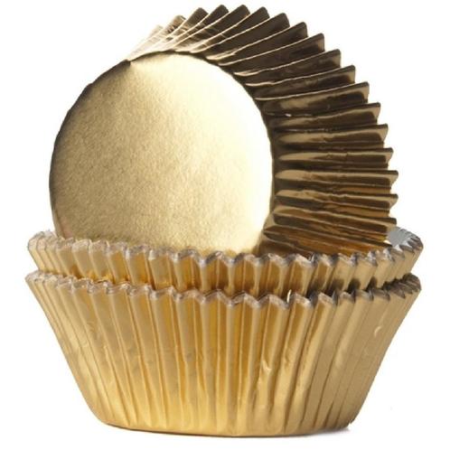 Cupcake Cups HoM Folie Goud 51x38mm. 500st., Hobby en Vrije tijd, Taarten en Cupcakes maken, Nieuw, Verzenden