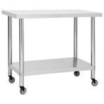 vidaXL Keukenwerktafel met wielen 80x60x85 cm roestvrij, Verzenden